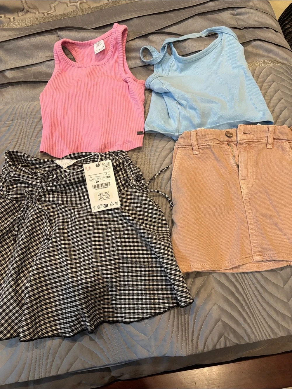 Zara girl bundle 2 tanks size 9/10 and 2 skirts size 8 one with tags
